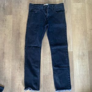 Mens Thrifted Black Levi’s 511 With Raw Hem
